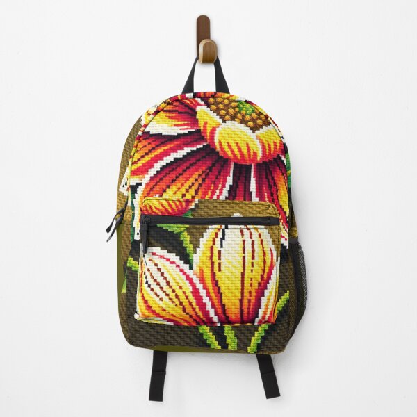 Item preview, Cross Stitch Art Vibrant Floral - Bold Yellow and Red Flower Pixel Design designed and sold by MiraLumeStudio.