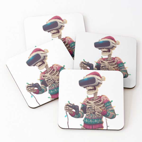Item preview, Christmas Skeleton Gamer VR – Funny Holiday Geek Design designed and sold by AlexLineArt.