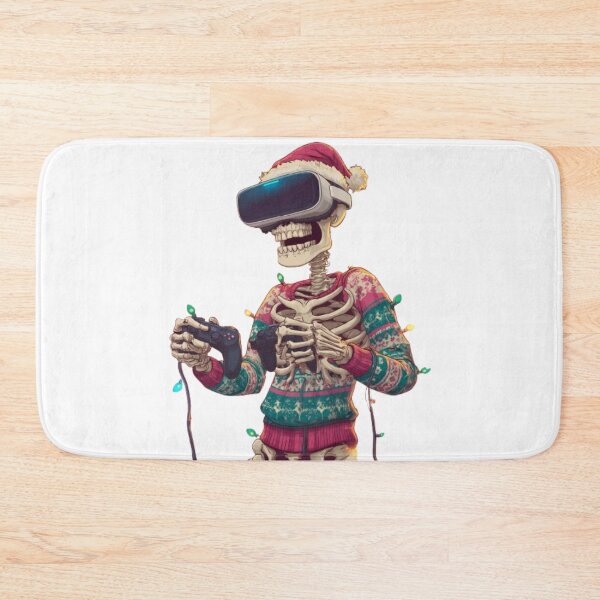 Item preview, Christmas Skeleton Gamer VR – Funny Holiday Geek Design designed and sold by AlexLineArt.