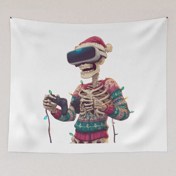 Item preview, Christmas Skeleton Gamer VR – Funny Holiday Geek Design designed and sold by AlexLineArt.