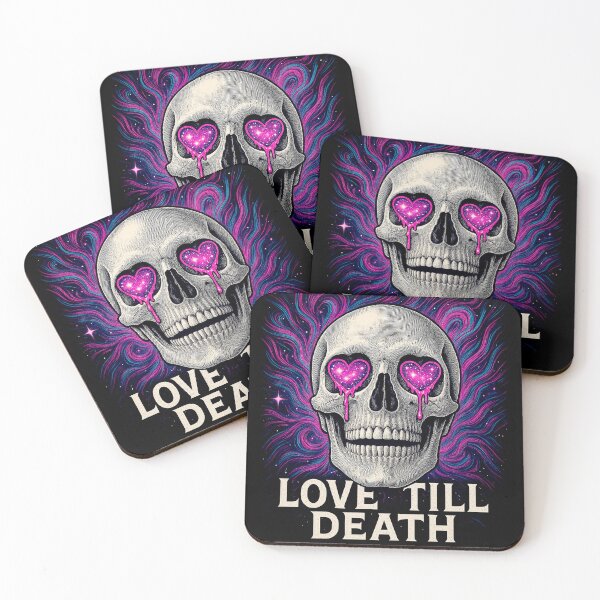 Item preview, Love Till Death. Cosmic Gothic Skull with Heart Eyes designed and sold by Dopamine Glitch.