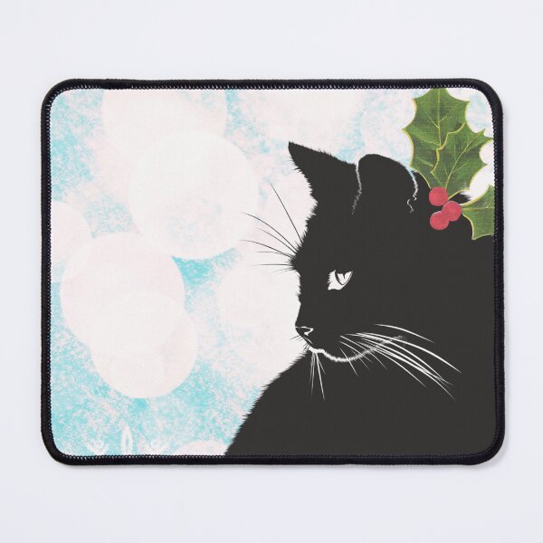 Item preview, Black Cat with Holly Leaf Christmas Design designed and sold by CarefulCreation.