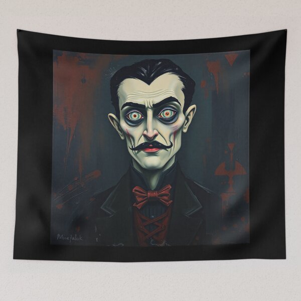 Item preview, Creepy stylized Haunted House  portrait of a old man with a mustache designed and sold by Vintage Designs +.