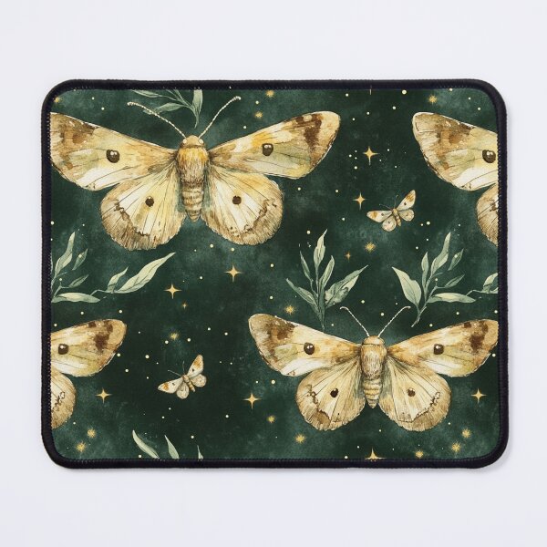 Item preview, Night Forest Dark Green Watercolor Moths All Over designed and sold by Feeling Artsy.