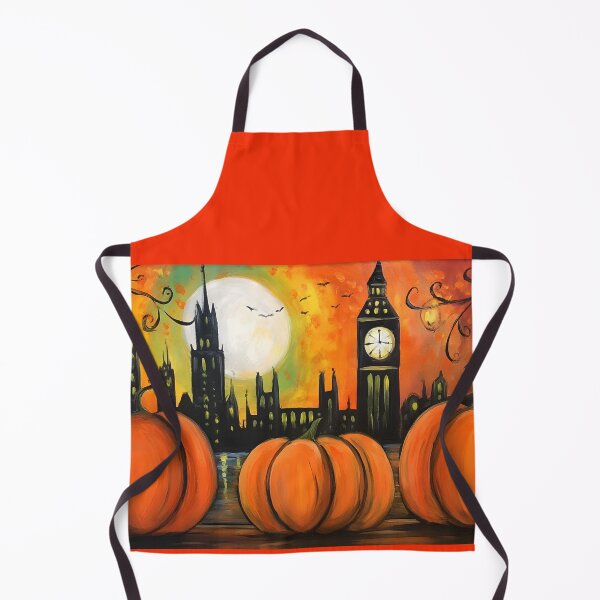 Item preview, Marvel at the City's Halloween Big Ben Clock Tower with Three Glowing Pumpkins Under a Fiery Moon designed and sold by OlfactoART Studio.