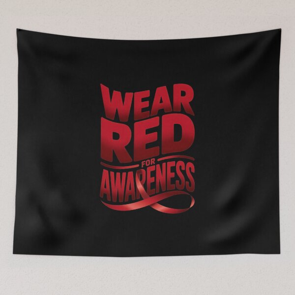 Item preview, Wear Red for Awareness – Bold Ribbon Typography designed and sold by Enea Kelo.
