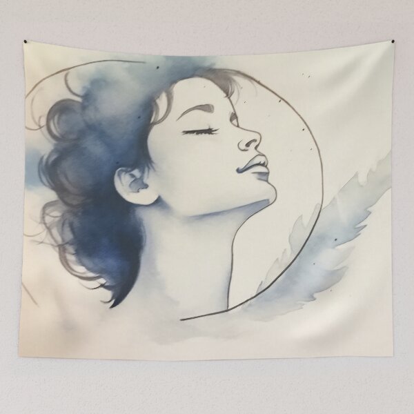 Item preview, Serene Watercolor Woman with Feather designed and sold by anytka.