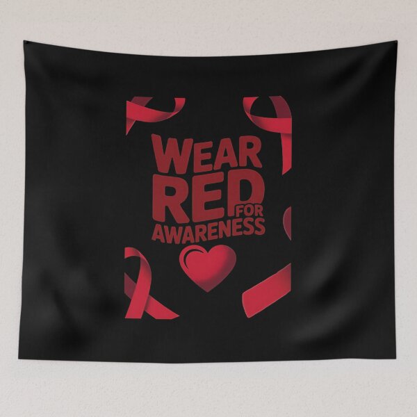 Item preview, Wear Red for Awareness – Bold Ribbon Typography designed and sold by Enea Kelo.