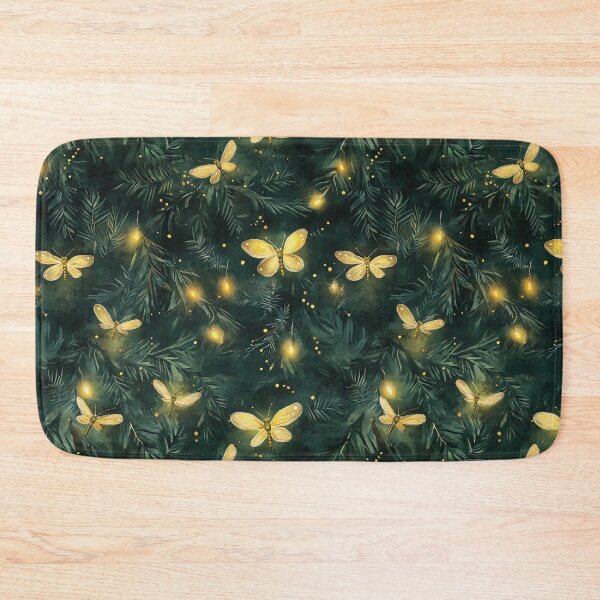 Item preview, Night Forest Dark Green Watercolor Fireflies All Over designed and sold by Feeling Artsy.