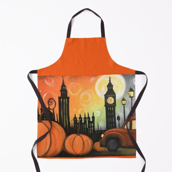 Item preview, Whimsical Halloween Streets with Big Ben Clock Tower Giant Pumpkins and Autumnal Charm designed and sold by OlfactoART Studio.