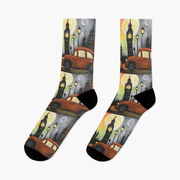 Item preview, Whimsical Halloween Streets with Big Ben Clock Tower Giant Pumpkins and Autumnal Charm designed and sold by OlfactoART Studio.