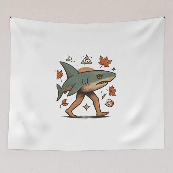 Item preview, Surreal Walking Shark : Autumn Synthwave Dreamscape designed and sold by SketchyHub.