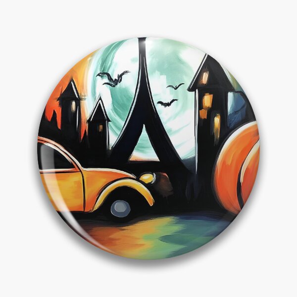Item preview, Explore Moonlit Paris with Glowing Pumpkins Bats and a Charming Vintage Car designed and sold by OlfactoART Studio.