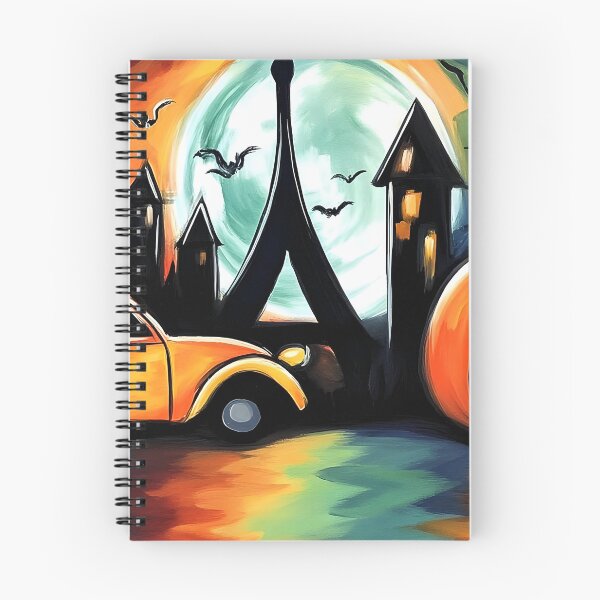 Item preview, Explore Moonlit Paris with Glowing Pumpkins Bats and a Charming Vintage Car designed and sold by OlfactoART Studio.