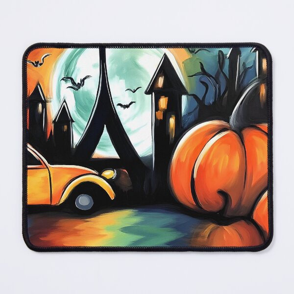 Item preview, Explore Moonlit Paris with Glowing Pumpkins Bats and a Charming Vintage Car designed and sold by OlfactoART Studio.