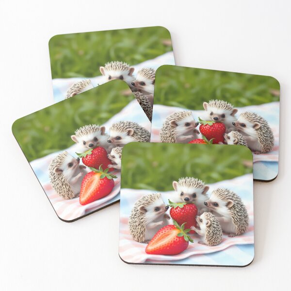 Item preview, Tiny Hedgehogs Strawberry Picnic designed and sold by Synthetic Soul.