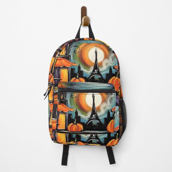 Item preview, Celebrate Halloween on a Parisian Street with Vibrant Pumpkins and Moonlit Charm designed and sold by OlfactoART Studio.