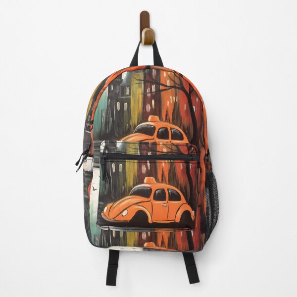 Item preview, Explore a Moonlit Halloween City with Giant Pumpkins Playful Car and Fluttering Bats designed and sold by OlfactoART Studio.