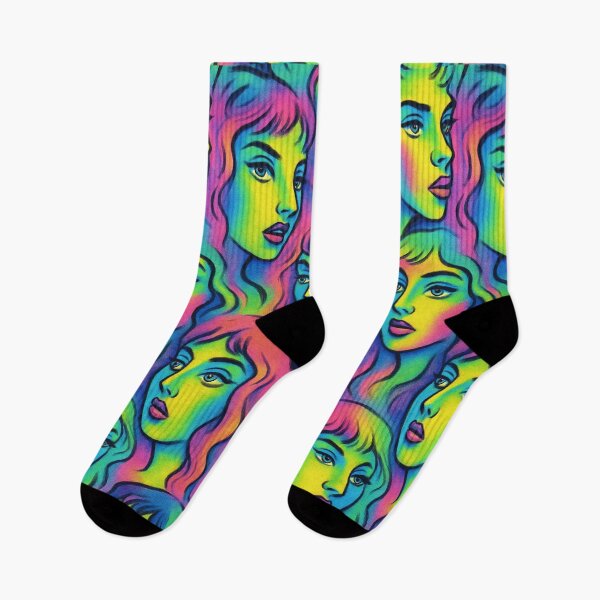 Item preview, Psychedelic Neon Goddess Faces Pattern designed and sold by weirdfishes123.