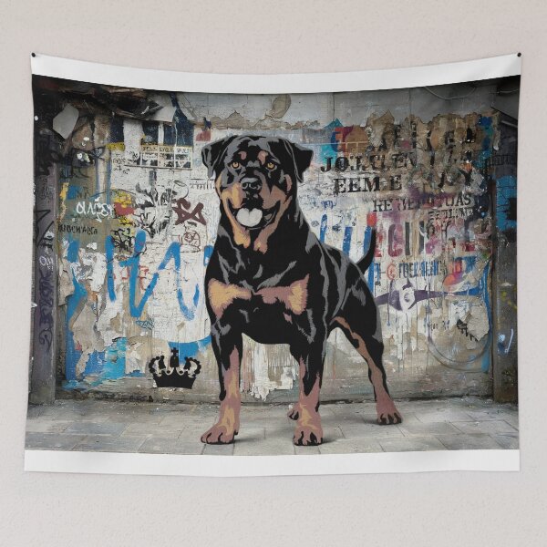 Item preview, Rottweiler Wall Art – Powerful Guardian Dog Canvas Print designed and sold by jazzyfunky.