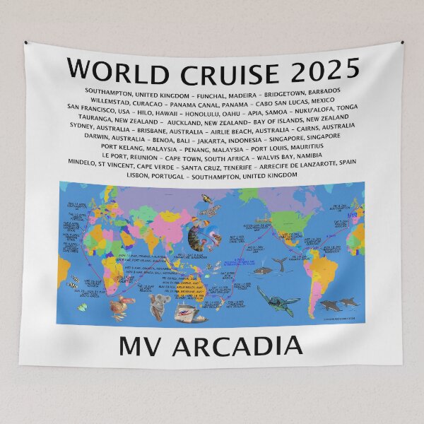 Item preview, P@O 2025 J501 WORLD CRUISE FULLY ILLUSTRATED ROUTE MAP designed and sold by stilgoe.