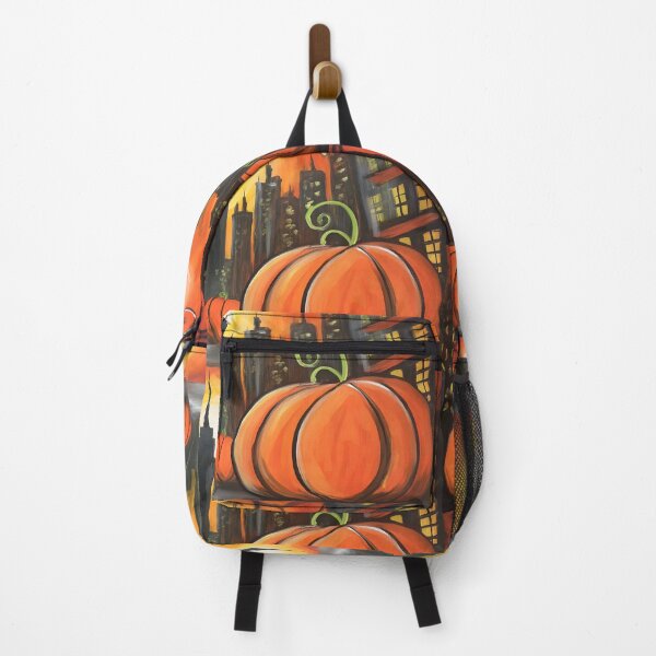 Item preview, Explore a Sunset Halloween NYC Skyline with Giant Pumpkins and Vibrant Skyscrapers designed and sold by OlfactoART Studio.