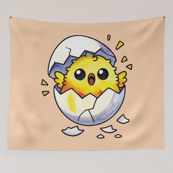 Item preview, The Frightened Chick Is Suddenly Hatched designed and sold by MoxisWatercolor.