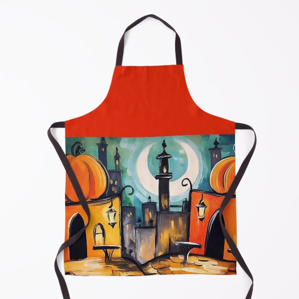 Item preview, Wander Through a Surreal Halloween Arabian Town with Crescent Moon Giant Pumpkins and Glowing Streetlamps designed and sold by OlfactoART Studio.