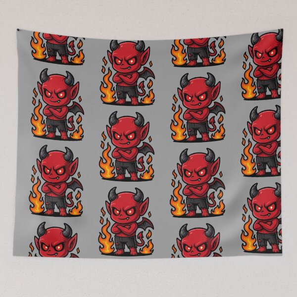 Item preview, Red Devil – Chibi Demon with Fire designed and sold by Ahau Designs.