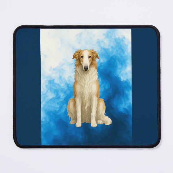 Item preview, Elegant Borzoi in Blue – Geometric Dog Art Print designed and sold by GeoWild Designs.