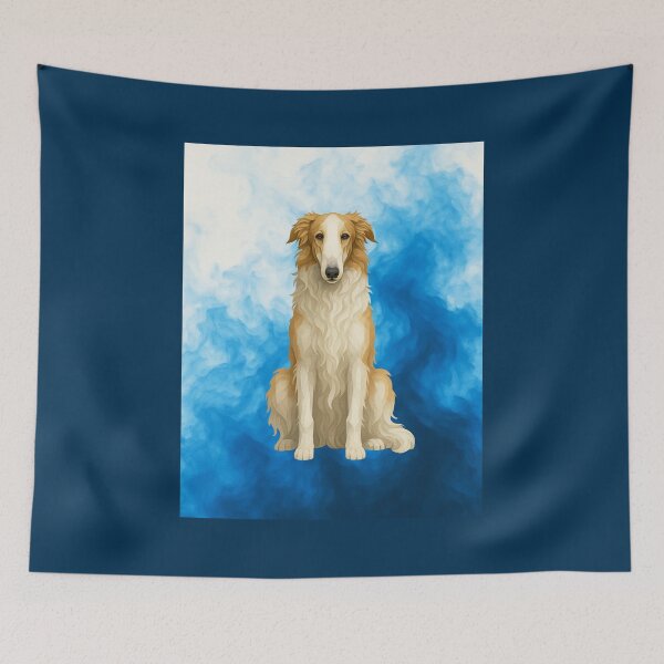 Item preview, Elegant Borzoi in Blue – Geometric Dog Art Print designed and sold by GeoWild Designs.
