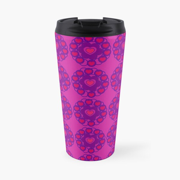 Colorful Circles With Hearts Pattern Travel Coffee Mug