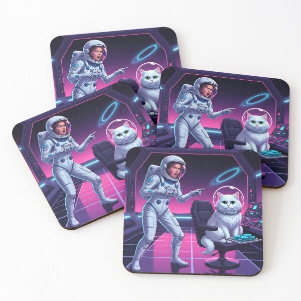 Item preview, Captain Space Cat — Astronaut Argument on the Bridge (Synthwave Sci-Fi) designed and sold by VoidBloom Studio.