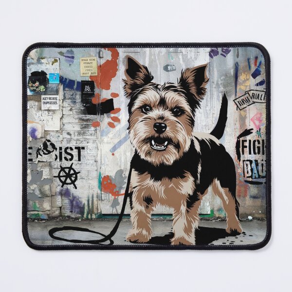 Item preview, Monochrome Yorkie Wall Art – Urban Graffiti Dog Canvas designed and sold by jazzyfunky.