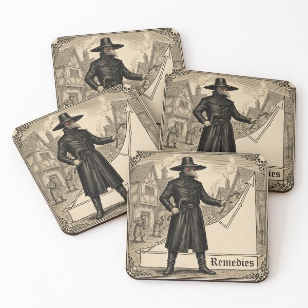 Item preview, Plague Doctor’s Remedies — Medieval Woodcut with Rising Chart designed and sold by VoidBloom Studio.