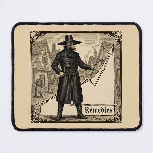 Item preview, Plague Doctor’s Remedies — Medieval Woodcut with Rising Chart designed and sold by VoidBloom Studio.