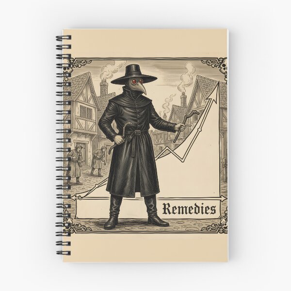 Item preview, Plague Doctor’s Remedies — Medieval Woodcut with Rising Chart designed and sold by VoidBloom Studio.
