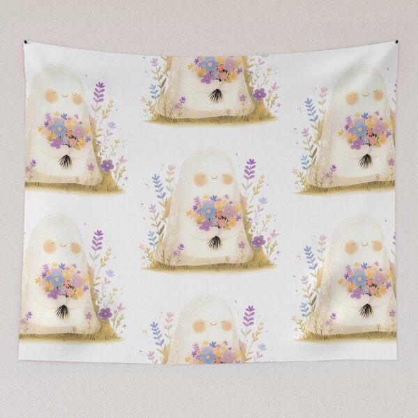 Item preview, Ghost with a bouquet of flowers designed and sold by MendaciousMina.