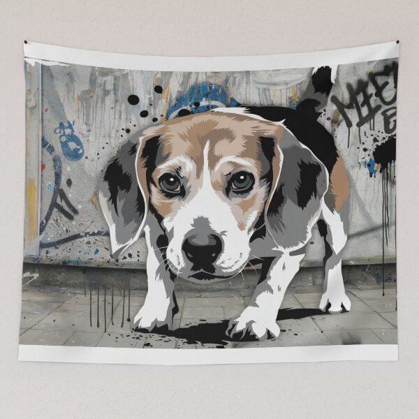 Item preview, Vibrant Graffiti Beagle Wall Art – Colorful Urban Dog Canvas designed and sold by jazzyfunky.