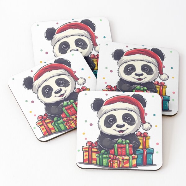Item preview, Christmas Panda with Gifts – Cute Holiday Illustration designed and sold by AlexLineArt.