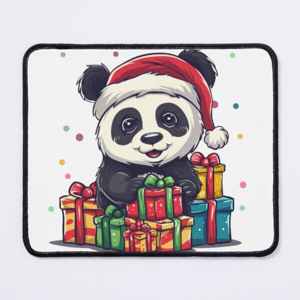 Item preview, Christmas Panda with Gifts – Cute Holiday Illustration designed and sold by AlexLineArt.