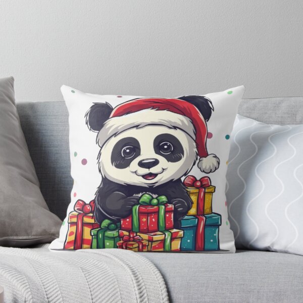 Item preview, Christmas Panda with Gifts – Cute Holiday Illustration designed and sold by AlexLineArt.