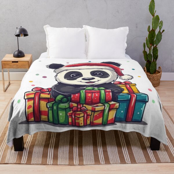 Item preview, Christmas Panda with Gifts – Cute Holiday Illustration designed and sold by AlexLineArt.