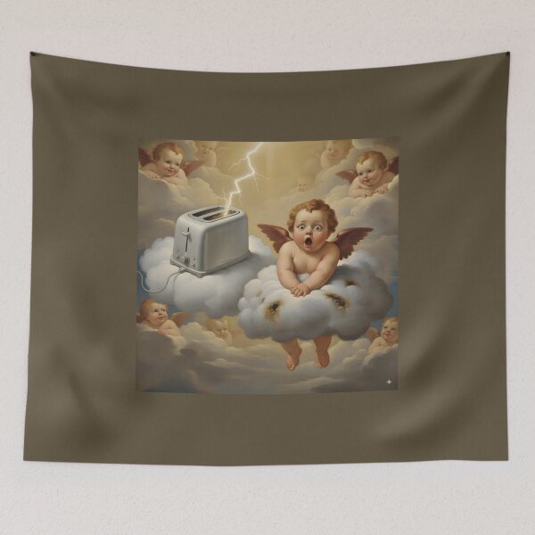 Item preview, Heavenly Toast — Cherubs, Lightning, and a Very Serious Toaster designed and sold by VoidBloom Studio.