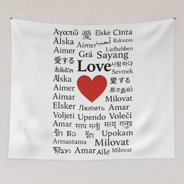 Item preview, Multilingual LOVE Typography with Red Heart Accent designed and sold by ying815bubble.