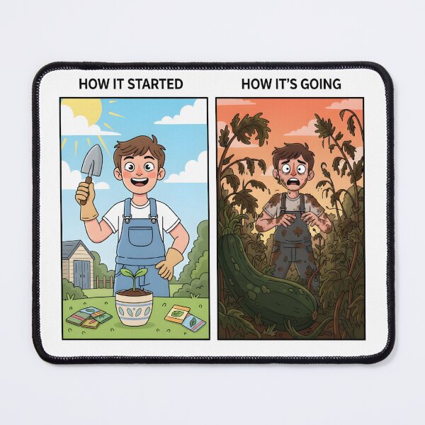 Item preview, How It Started vs. How It’s Going — Gardening Gone Wild designed and sold by VoidBloom Studio.