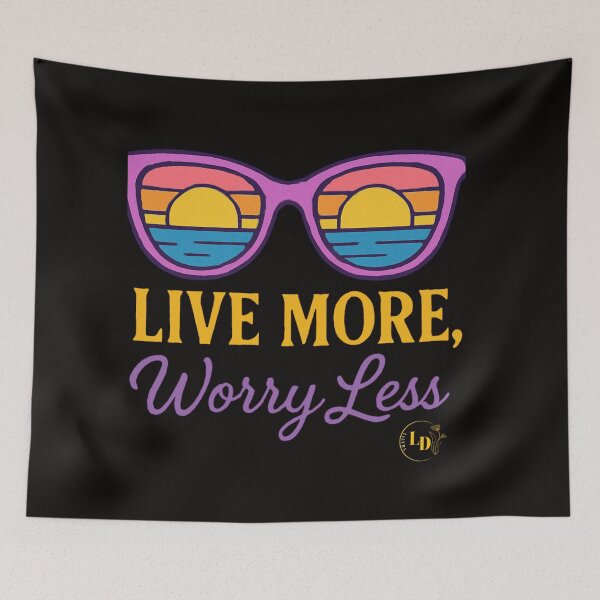 Item preview, Live More Worry Less T-Shirt – Motivational Quote Tee designed and sold by LILURA07 - Designs By Lily .
