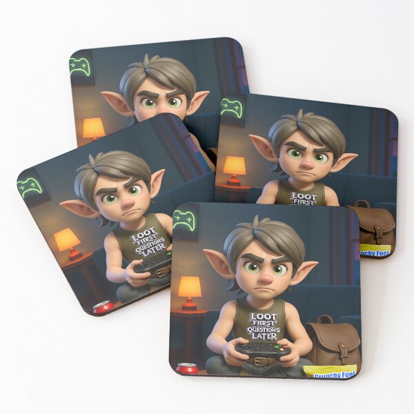 Item preview, Loot First Ask Questions Later – Cute 3D Gamer Elf Print – Fantasy Gaming Illustration for Fantasy Fans & RPG Players designed and sold by DeanBlacksmith.