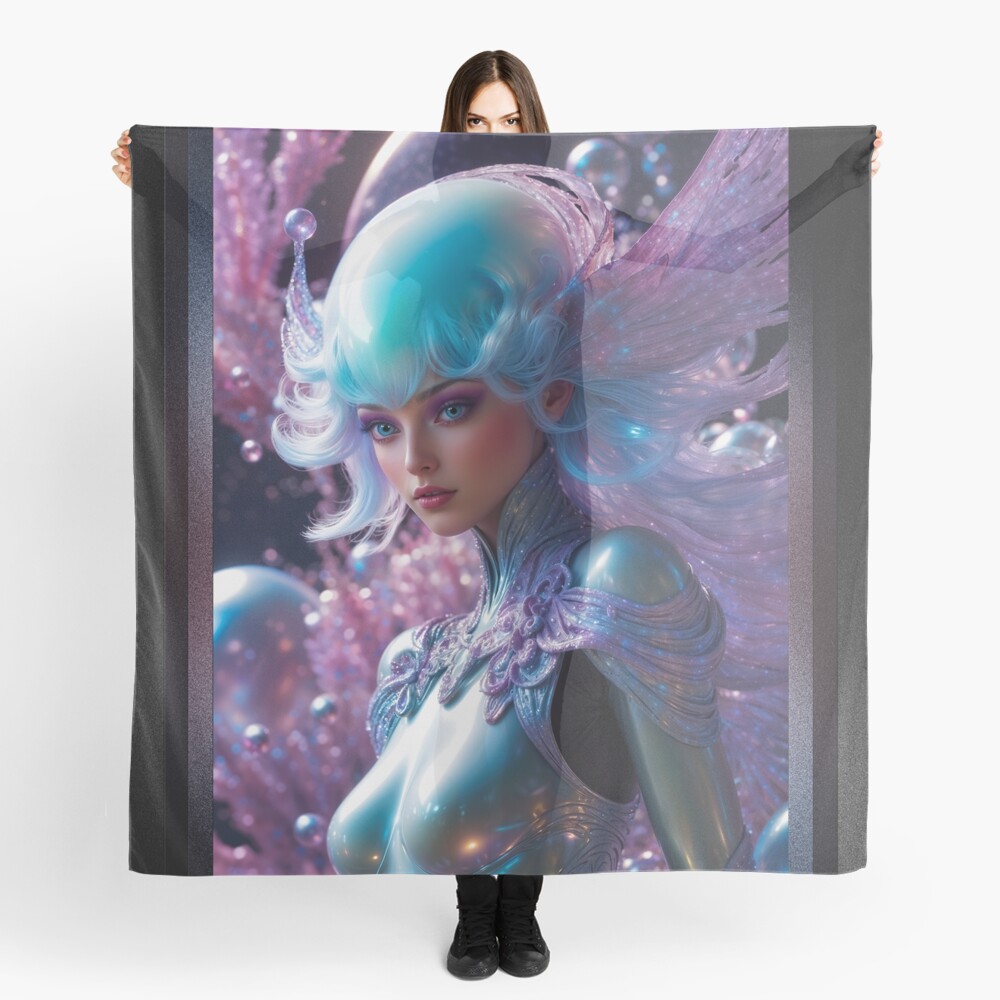 Glowing Realm Of The Bioluminescent World Of Laitheria AI Concept Art by Xzendor7 | Mesmerizing Otherworldly Portrait 4 Glowing Realm Of The Bioluminescent World Of Laitheria Mesmerizing AI Concept Art by Xzendor7 Decorative Art Print Ladies Scarf