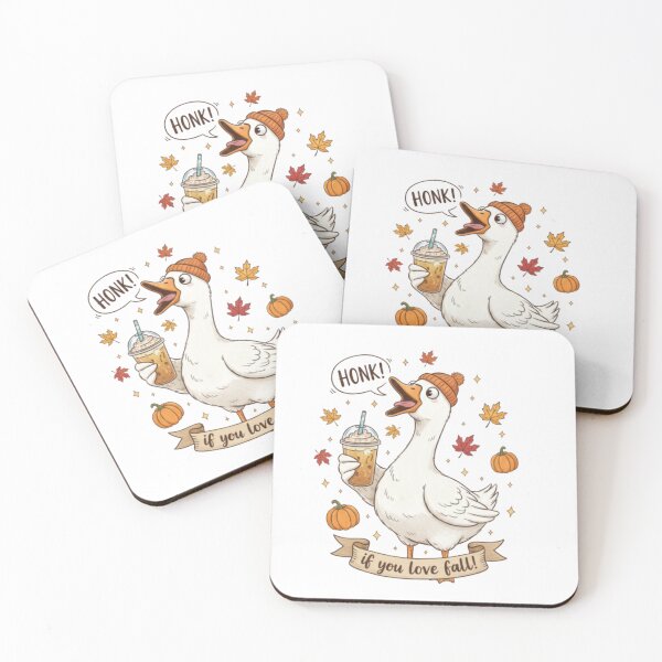 Item preview, Honk If You Love Fall - Funny Autumn Goose With Frappuccino designed and sold by Catzelle.